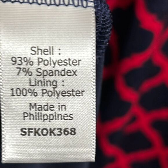 Mix by 41 Hawthorn blue & red wrap bodice sleeveless lined dress w self tie M - Picture 10 of 12